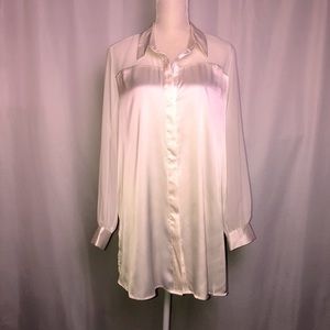 ALFANI White Delicate Long Sleeve Tunic, Size L